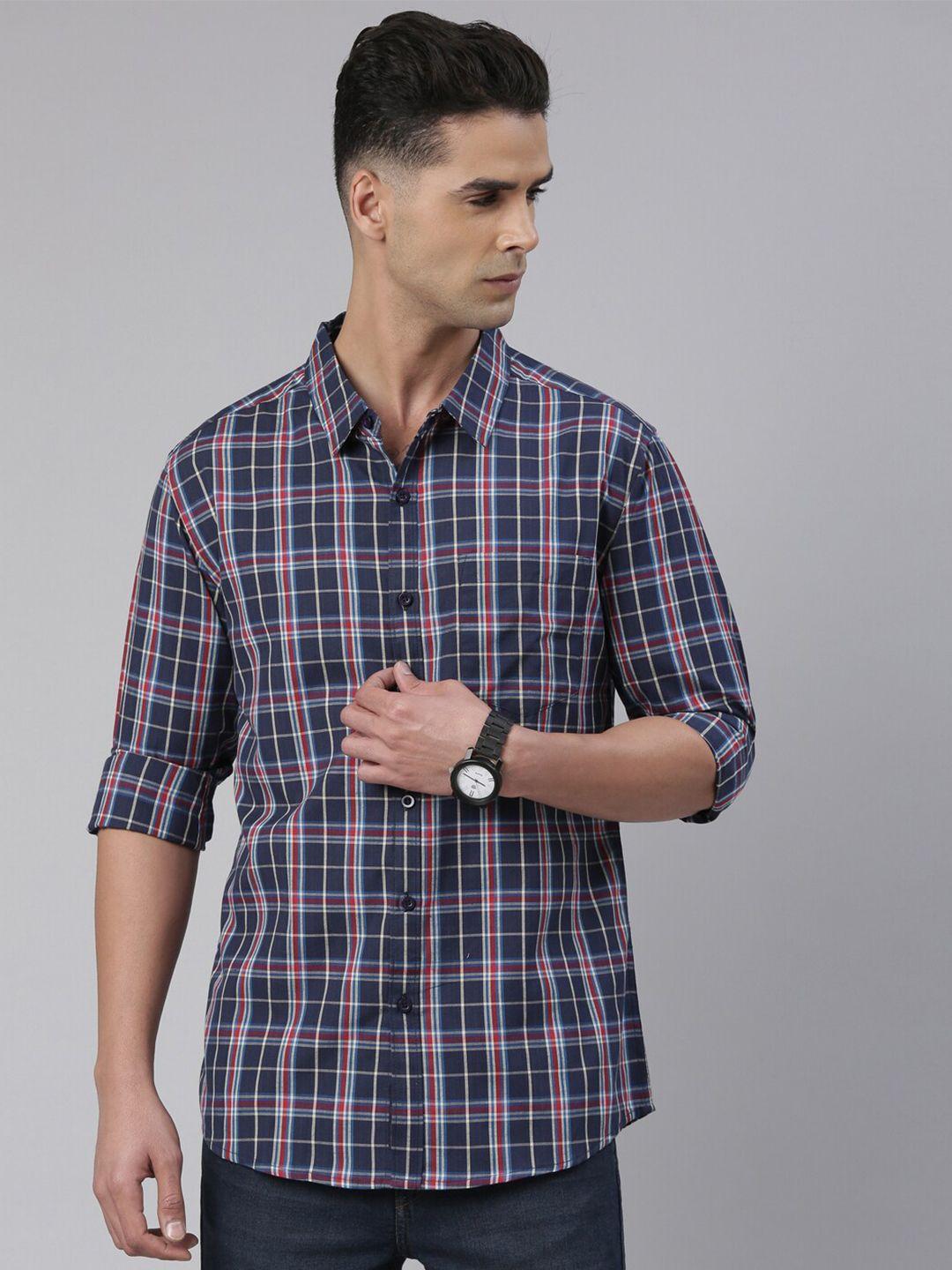 metronaut slim fit tartan checked casual pure cotton shirt