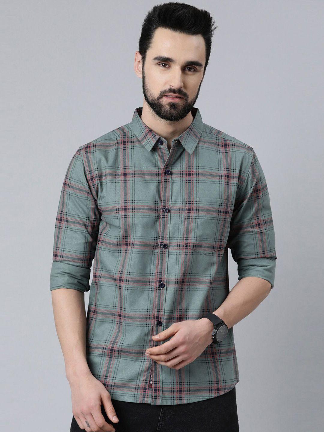 metronaut tartan checked casual slim fit shirt