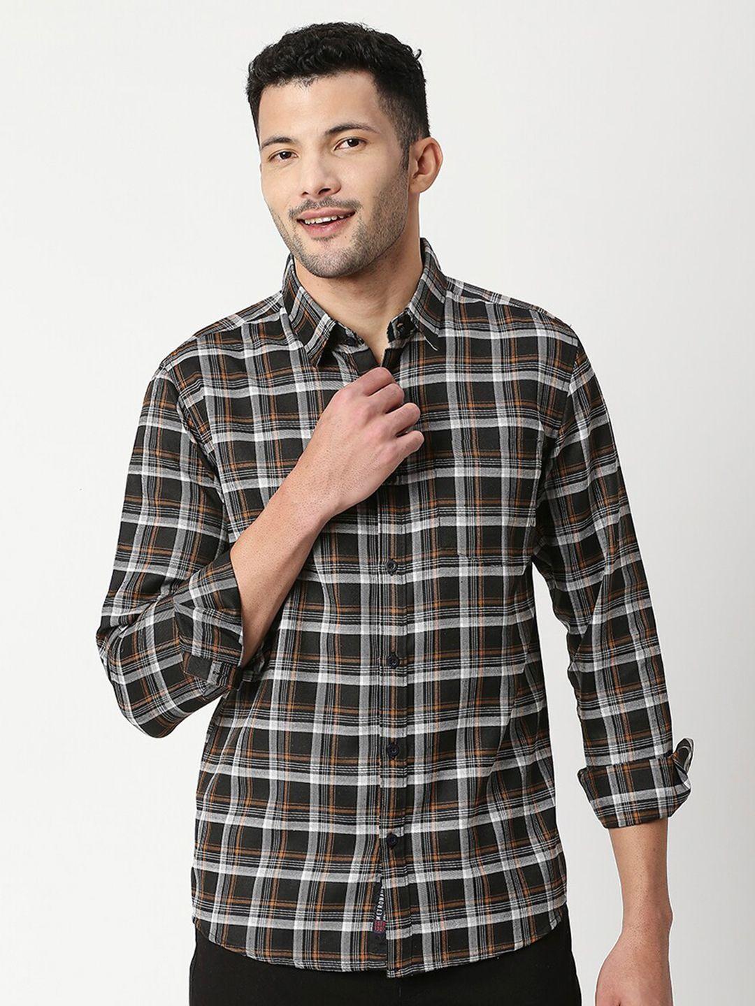 metronaut tartan checked classic fit long sleeves casual shirt