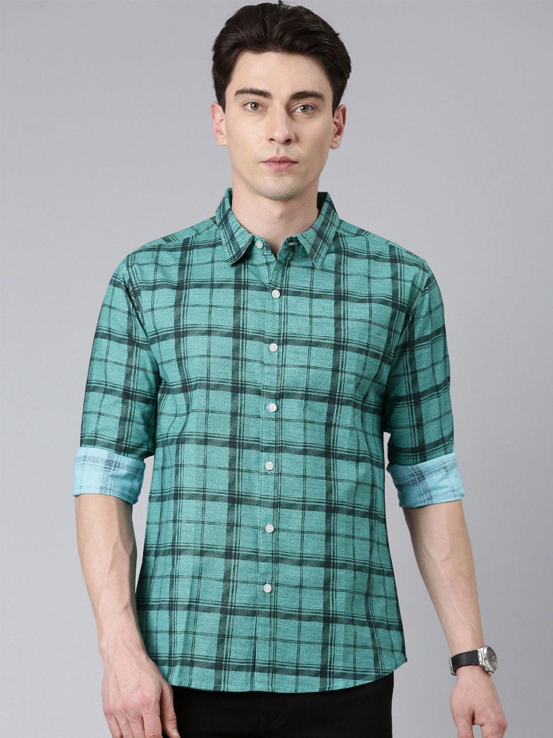 metronaut tartan checked slim fit cotton casual shirt