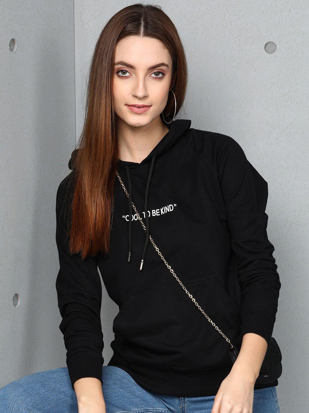 metronaut women black hooded sweatshirt