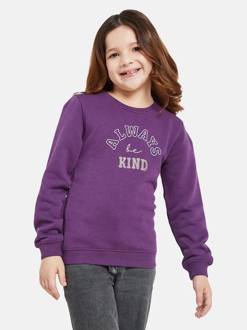 mettle kids purple printed full sleeves sweatshirt