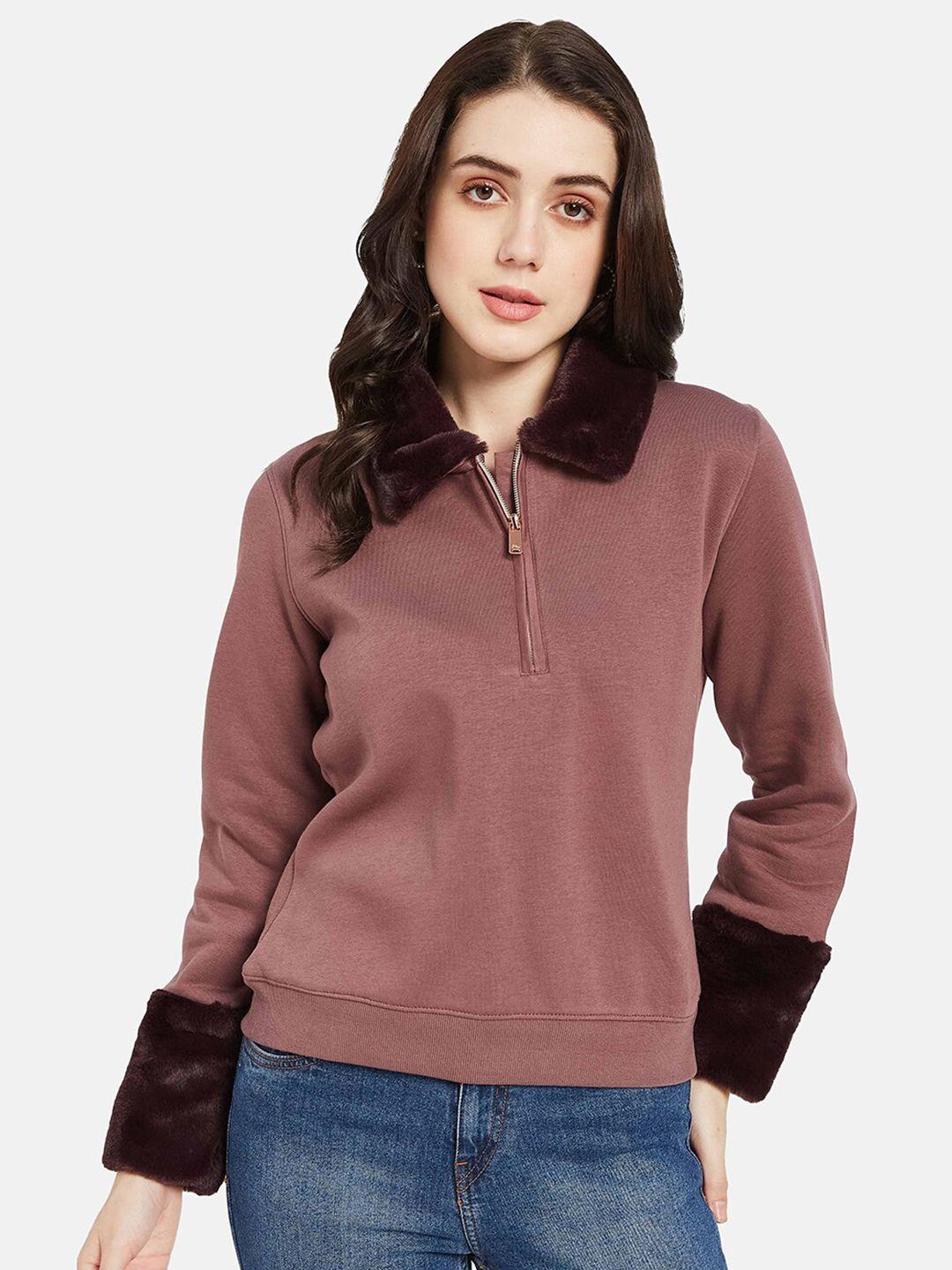 mettle shirt collar long sleeves fleece fur pullover sweatshirt