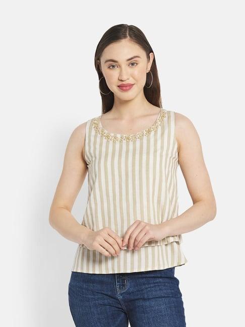 mettle beige striped top