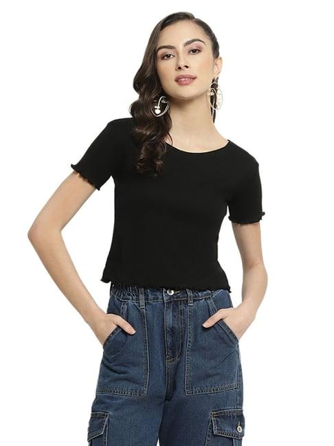 mettle black cotton crop top