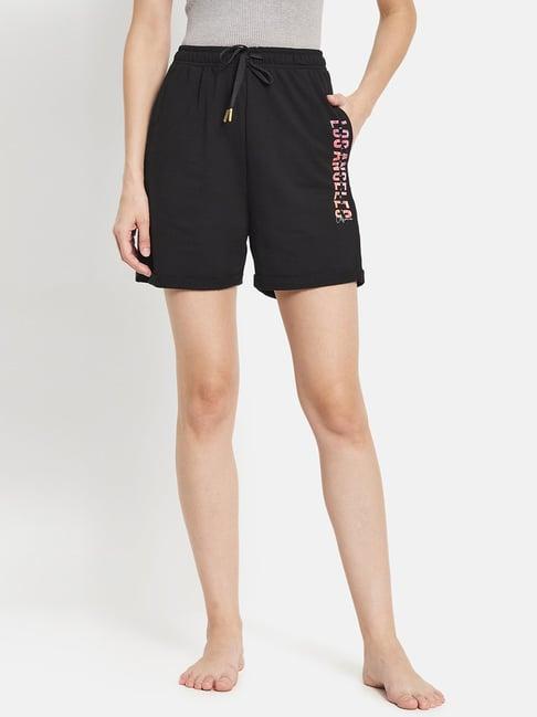 mettle black cotton printed shorts