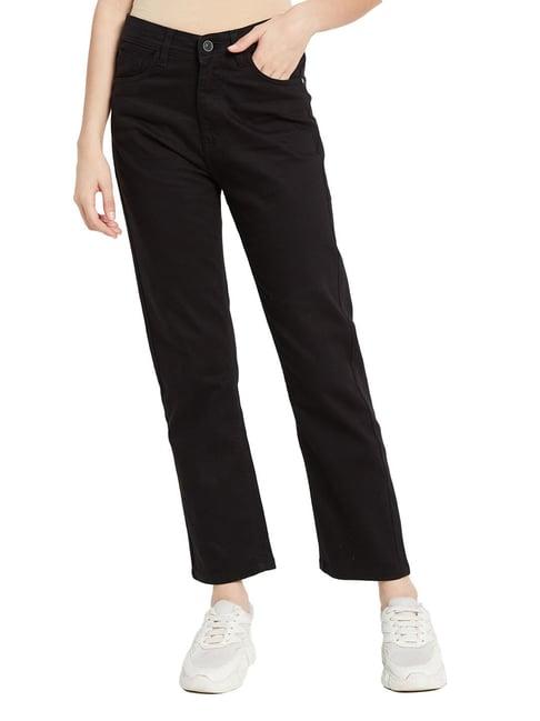 mettle black cotton regular fit mid rise jeans