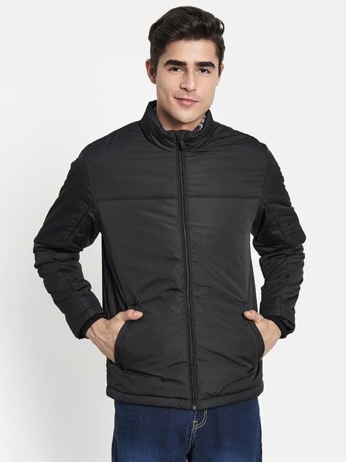 mettle black full sleeves mock collar jacket