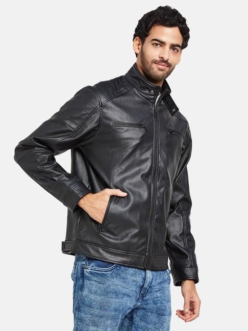 mettle black regular fit jacket