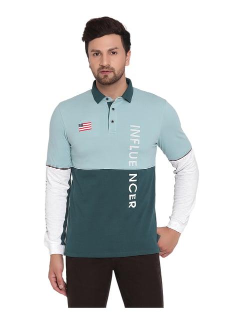 mettle blue & green polo t-shirt