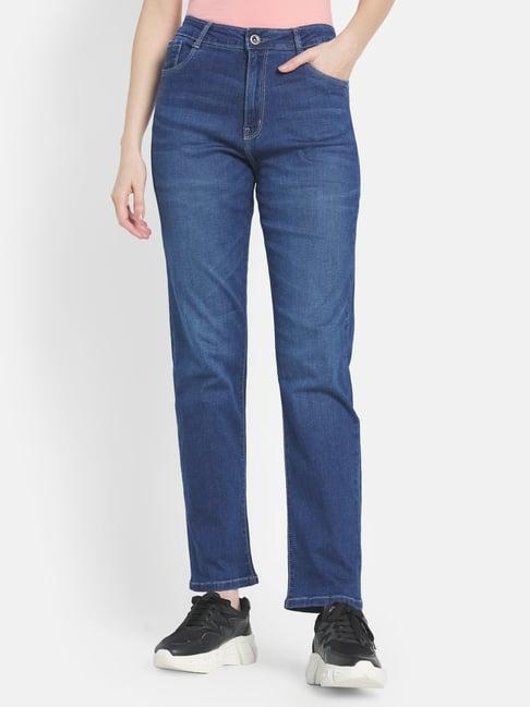 mettle blue cotton mid rise jeans