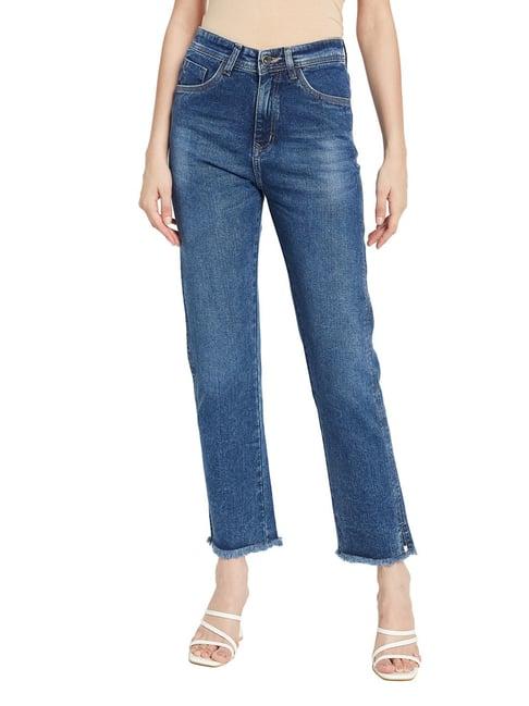 mettle blue cotton regular fit mid rise jeans