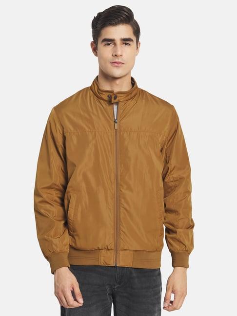 mettle brown full sleeves mandarin collar jacket