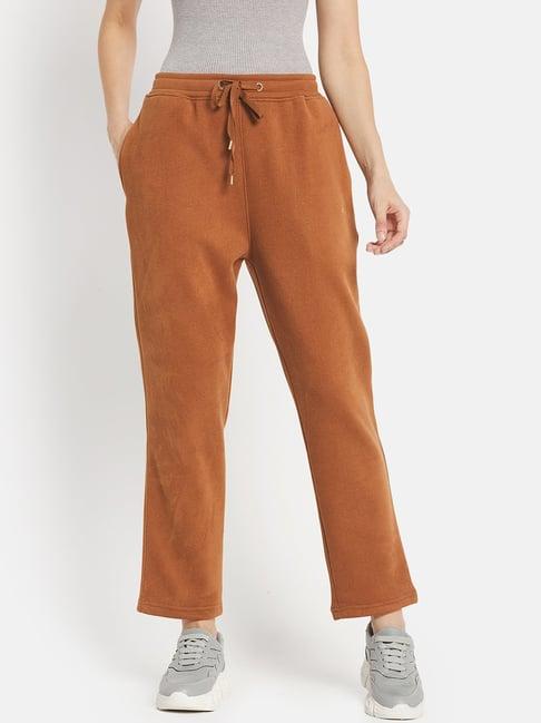 mettle brown regular fit track pants