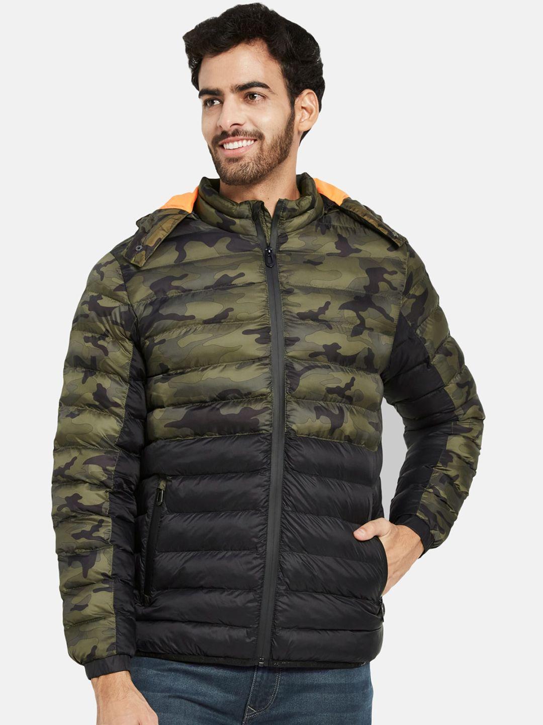 mettle camouflage printed hooded padded jacket