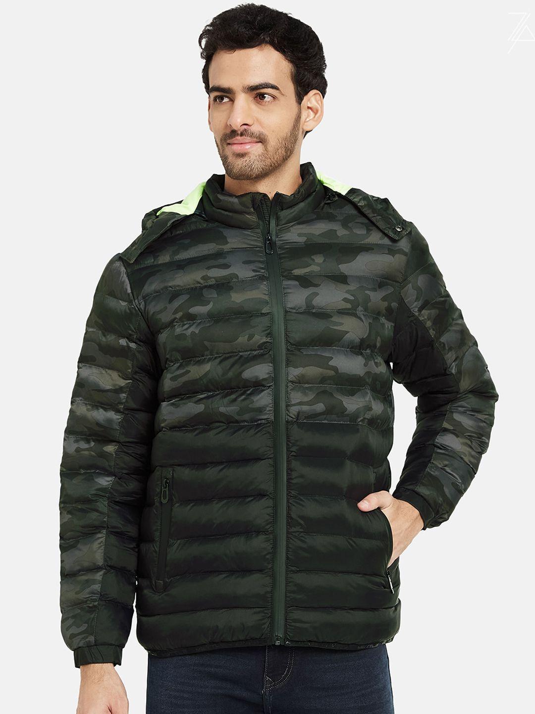 mettle camouflage printed mock collar puffer jacket