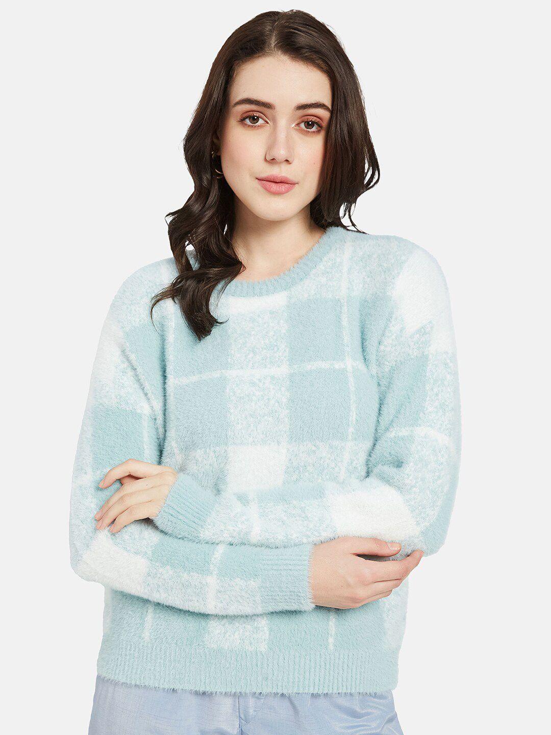 mettle checked round neck pullover sweater