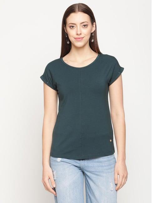 mettle dark green regular fit t-shirt