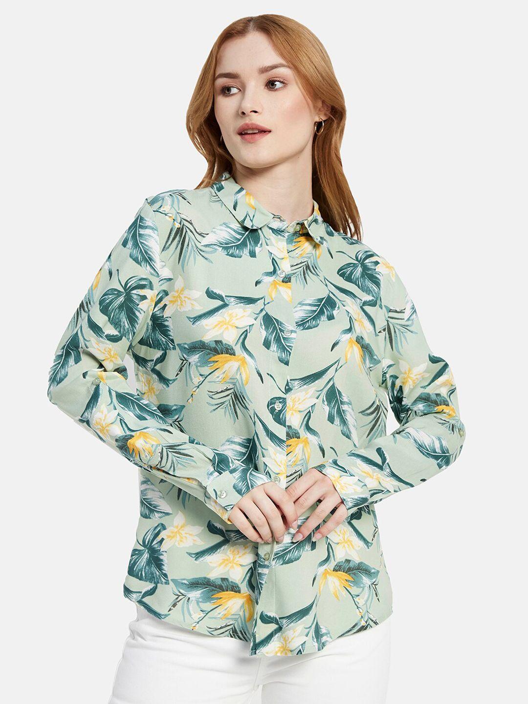 mettle floral opaque printed casual cotton shirt