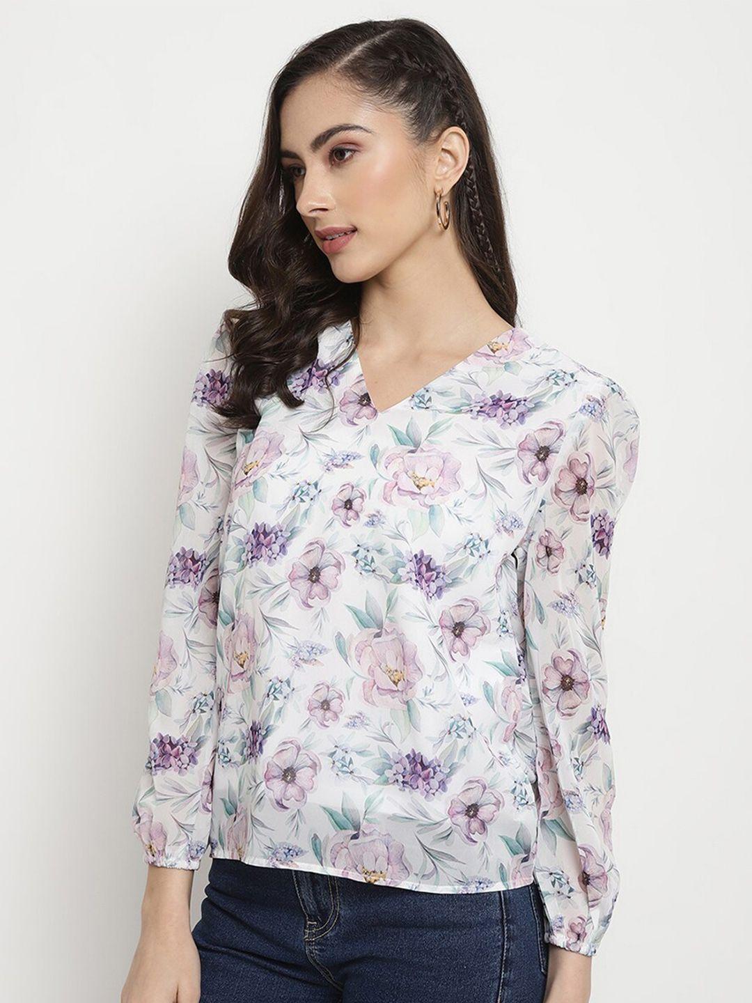 mettle floral print cotton shirt style top