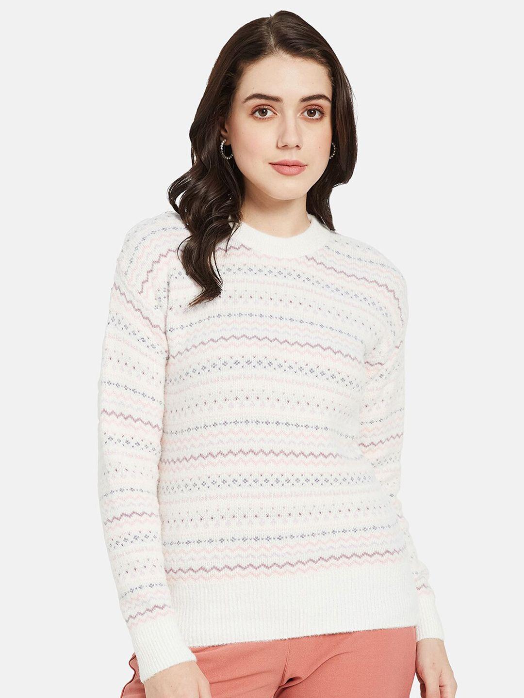 mettle geometric printed round neck pullover sweater