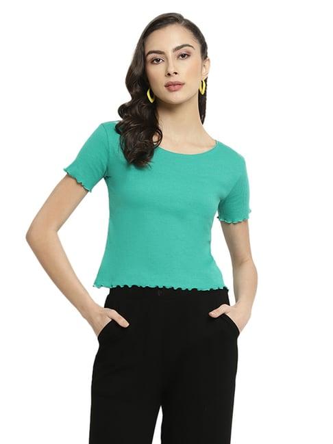 mettle green cotton crop top