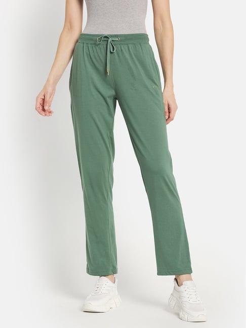 mettle green cotton regular fit track pants