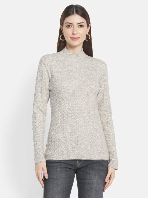 mettle grey self pattern pullover