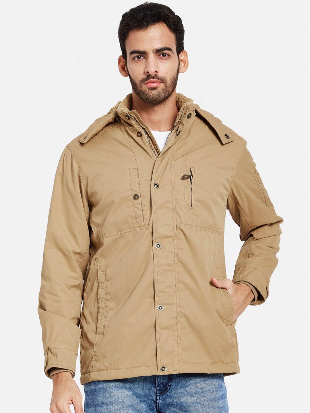 mettle hooded cotton open front jacket