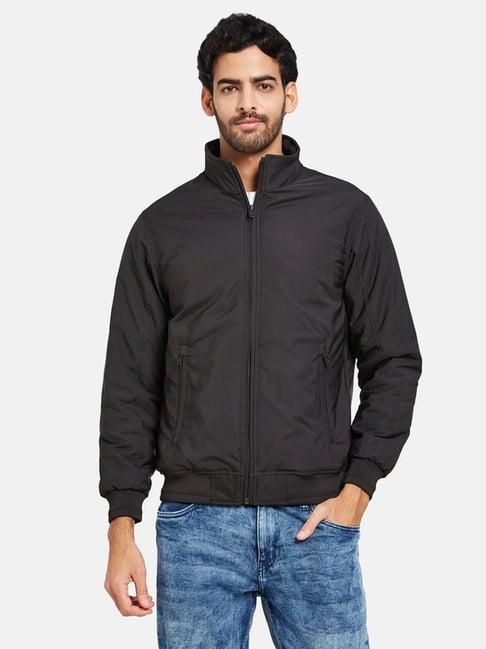 mettle jet black regular fit jacket