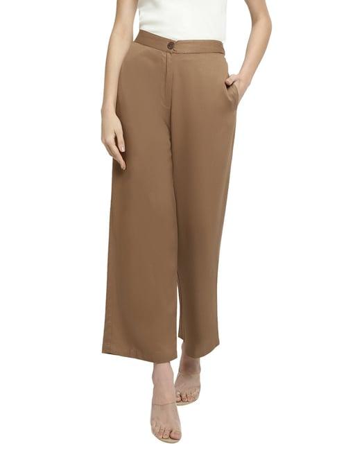 mettle khaki regular fit mid rise trousers