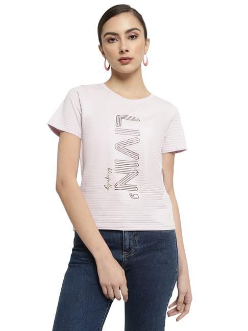 mettle lavender cotton printed t-shirt