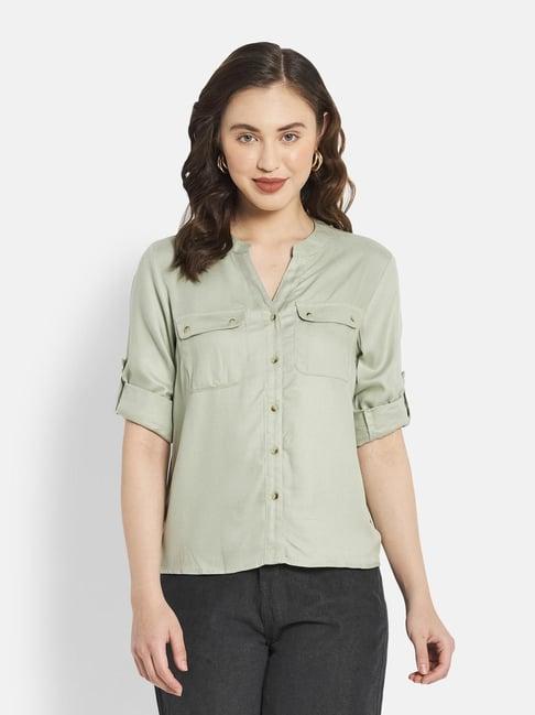 mettle light green regular fit shirt