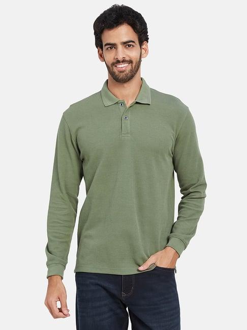 mettle light olive regular fit polo t-shirt