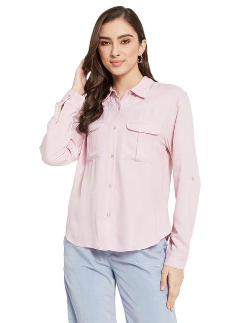 mettle light pink cotton regular fit shirt