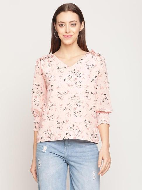 mettle light pink floral print top