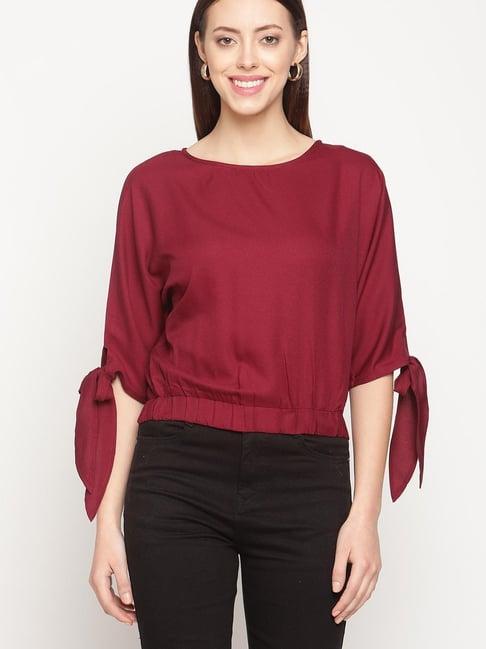 mettle maroon regular fit top