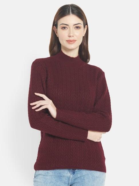 mettle maroon self pattern pullover