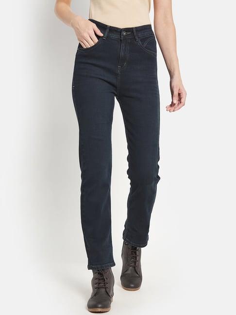 mettle navy cotton mid rise jeans