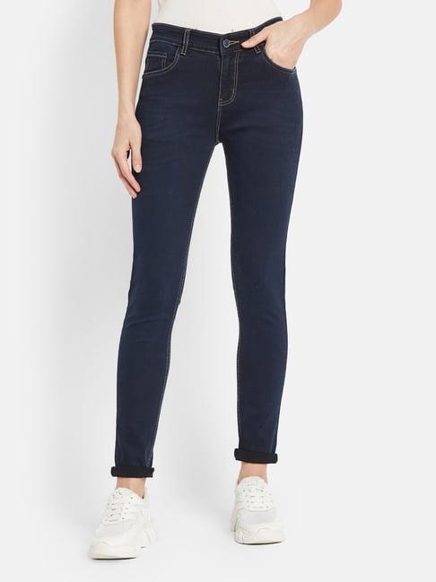 mettle navy cotton mid rise jeans