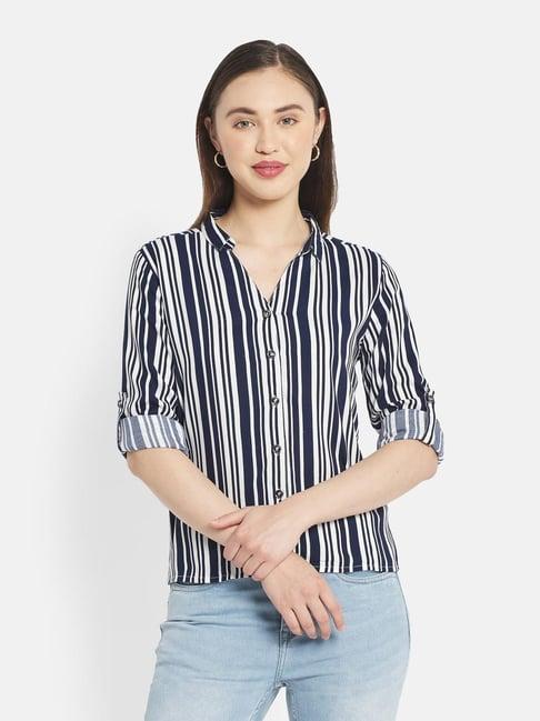 mettle navy striped shirt