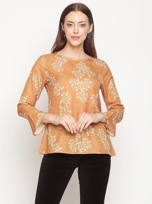 mettle ochre floral print top