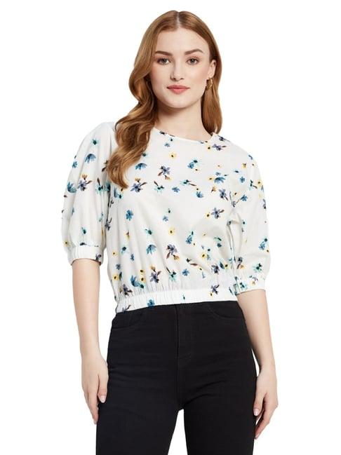 mettle off-white cotton printed top