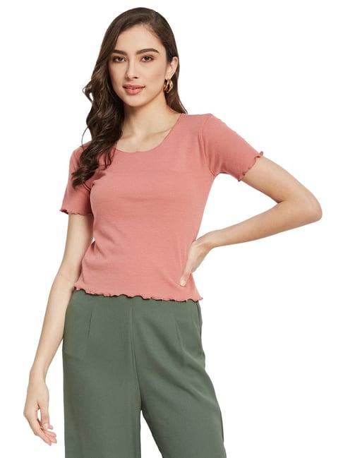 mettle peach cotton regular fit t-shirt