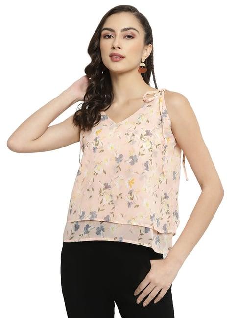 mettle pink cotton floral print top