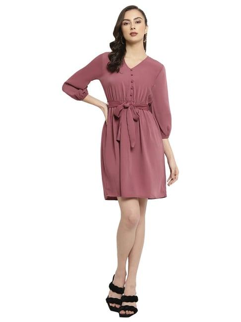 mettle plum fit & flare dress