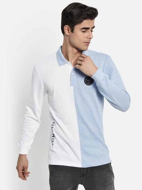 mettle sky blue & white polo t-shirt