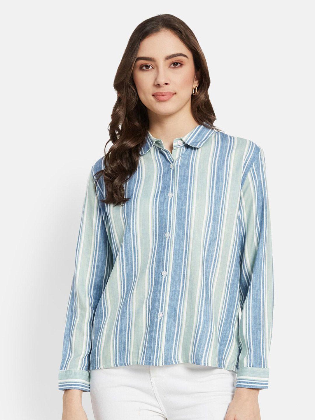 mettle striped spread collar casual pure cotton shirt