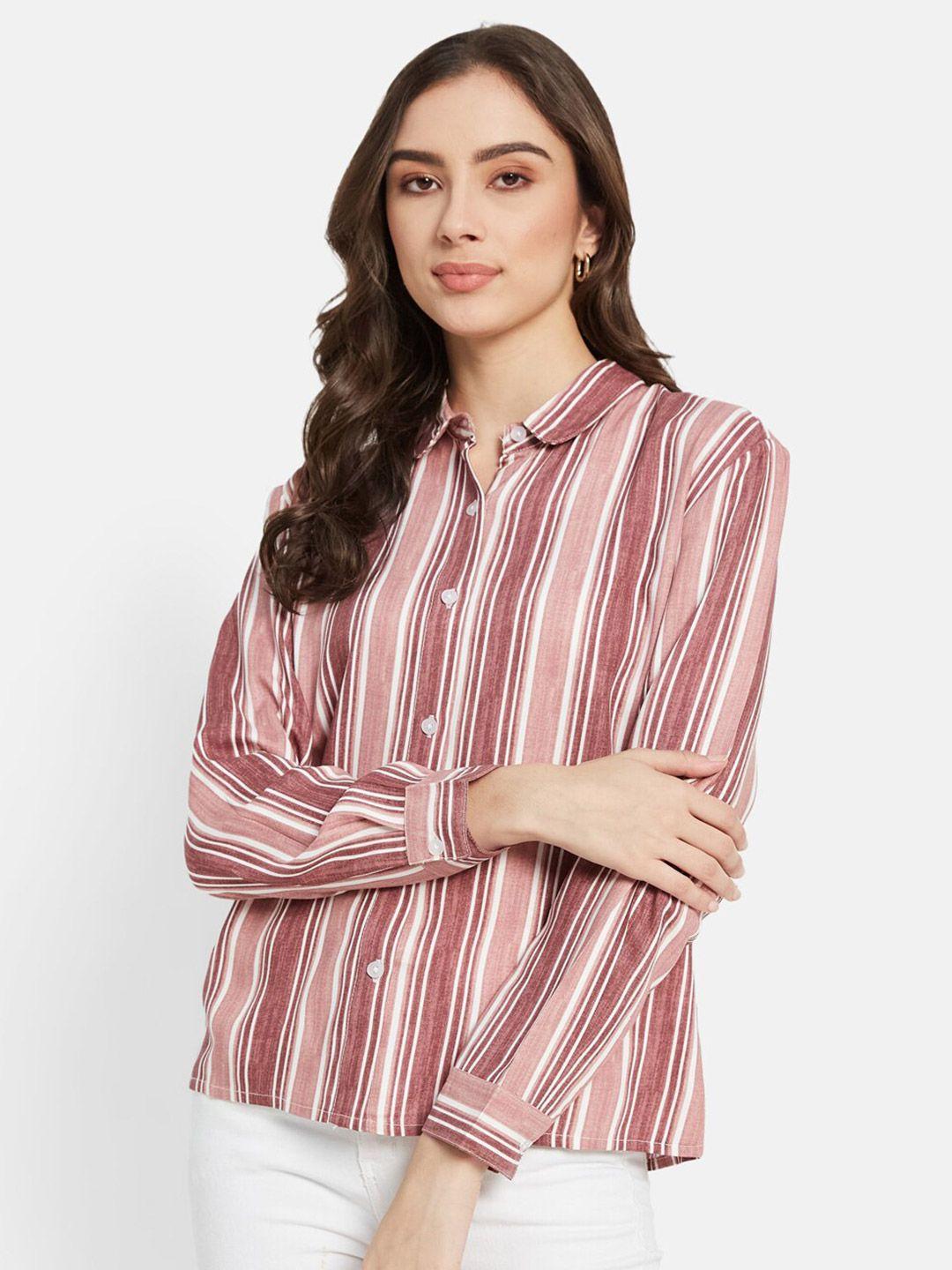 mettle striped spread collar casual pure cotton shirt