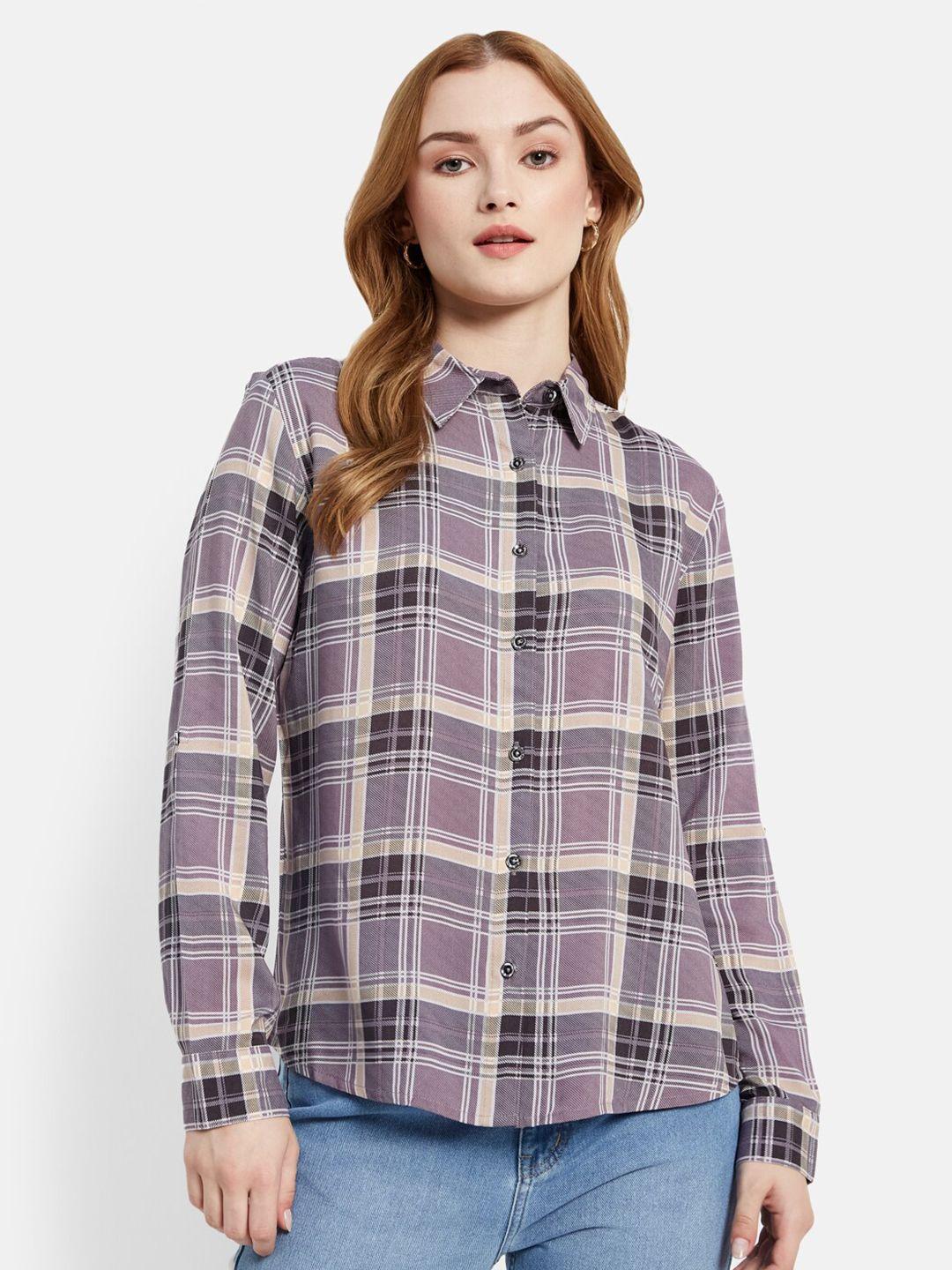 mettle tartan checked cotton casual shirt